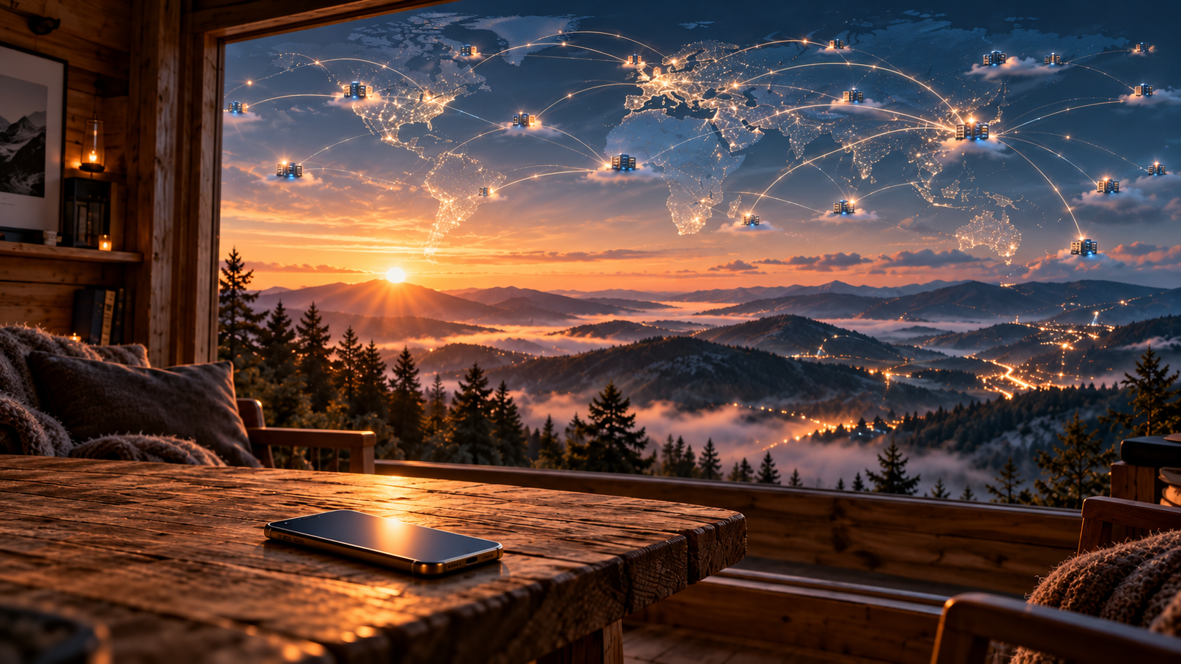 AI agents distributed across the world, controlled from an iPhone in a mountain cottage.