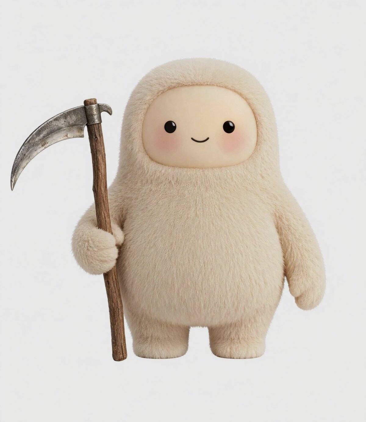 A cute Meta Muse-like mascot holding a scythe.