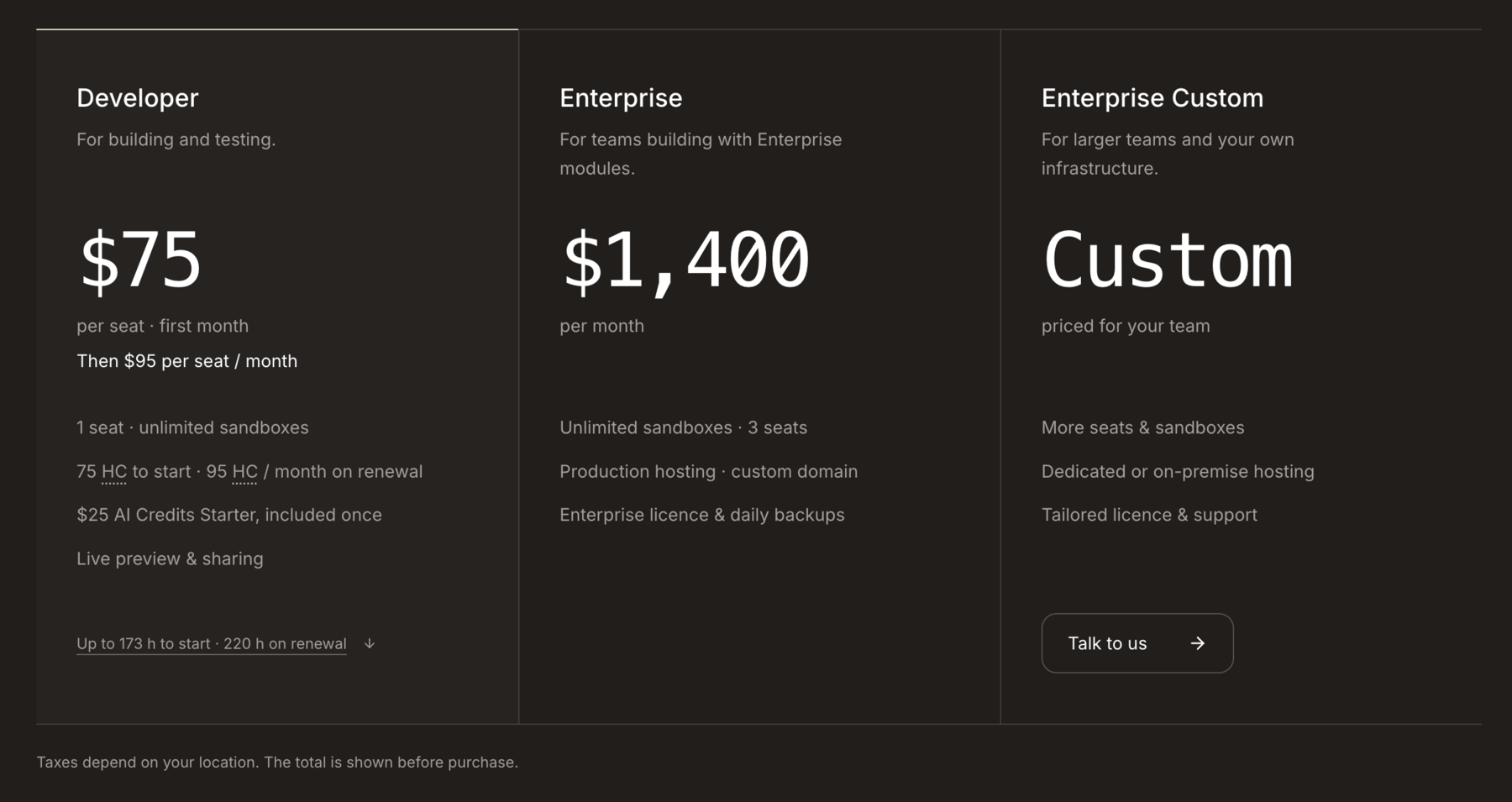 Open Mercato Cloud pricing shown during the launch period.